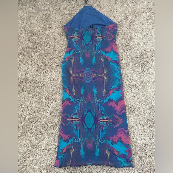 Forever 21 Abstract Mesh Halter Midi Dress - Picture 4 of 6